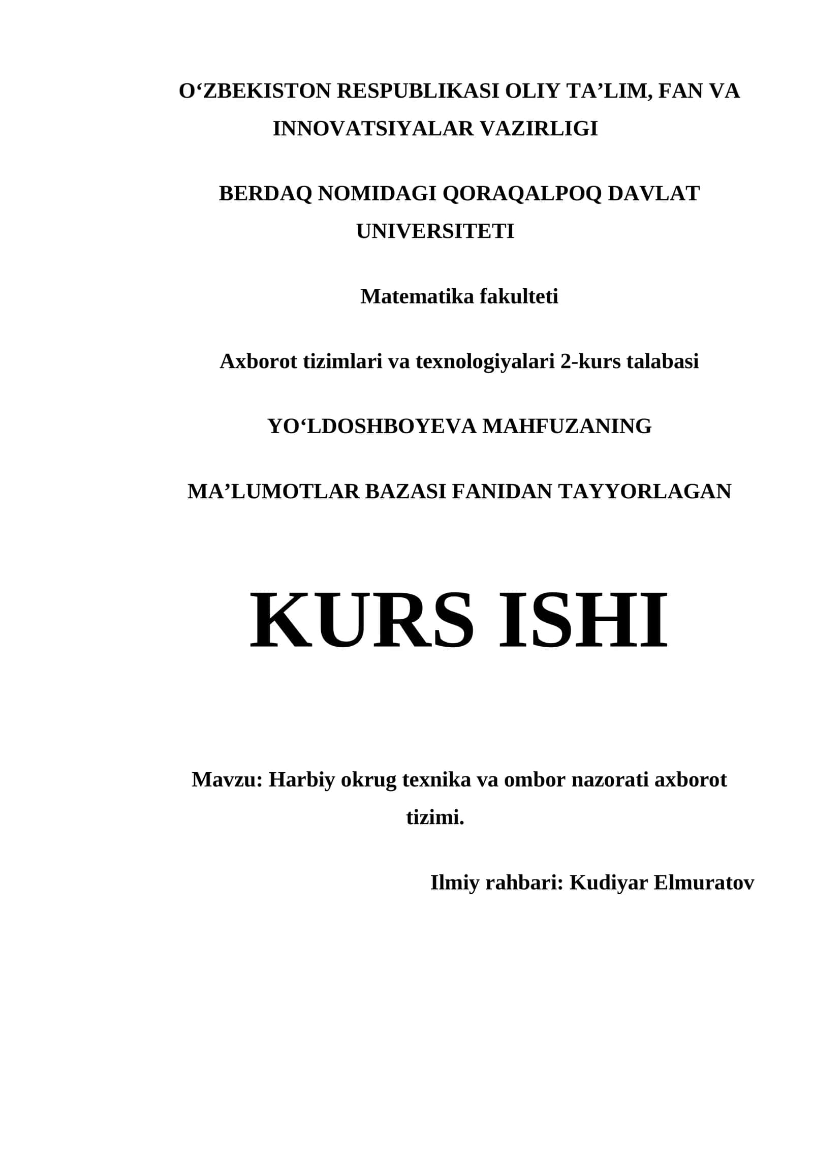 HARBIY OKRUG TEXNIKA VA OMBOR NAZORATI AXBOROT TIZIMI