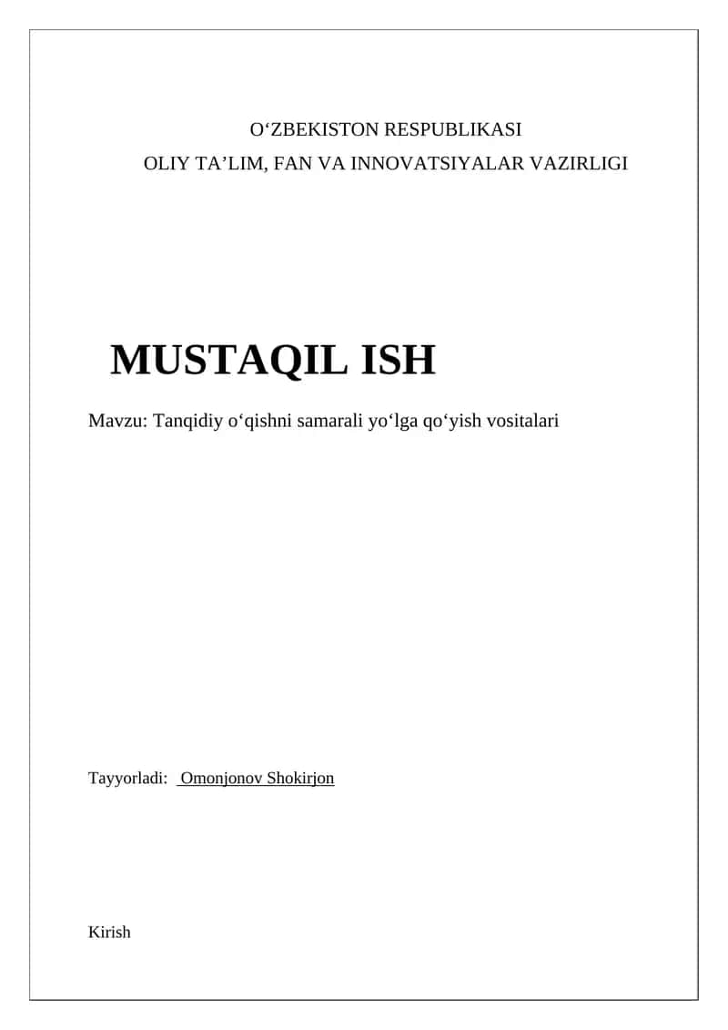 Tanqidiy o'qishni samarali yoʻlga qoʻyish vositalari