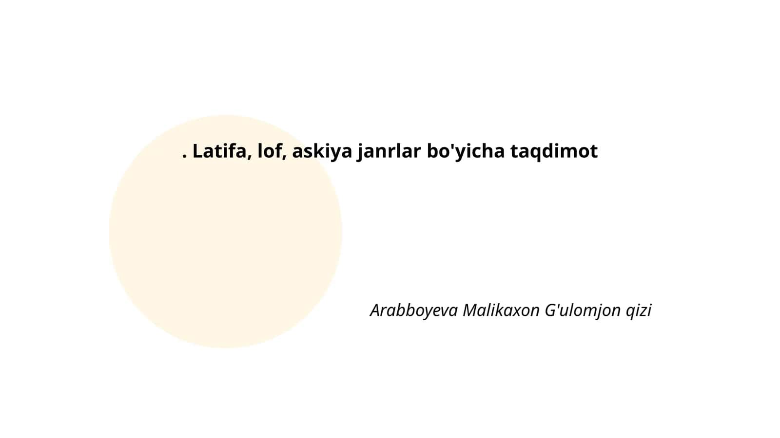Latifa, lof, askiya janrlar bo'yicha taqdimot