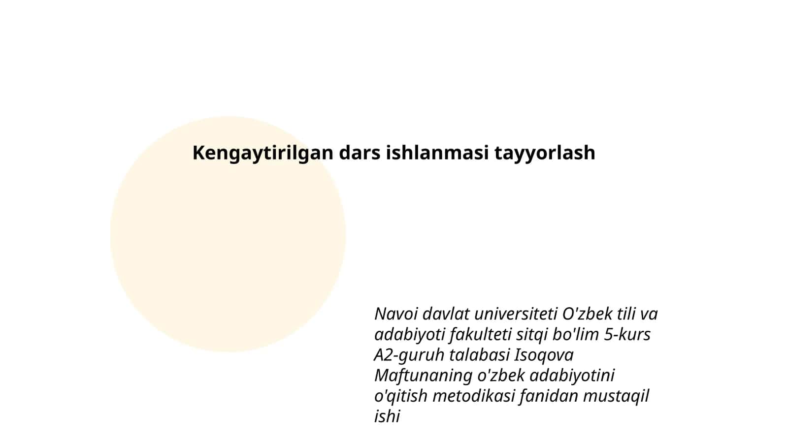 O'zbek adabiyotini o'qitish metodikasi