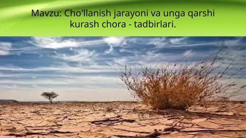 Cho'llanish jarayoni va unga qarshikurash chora - tadbirlari
