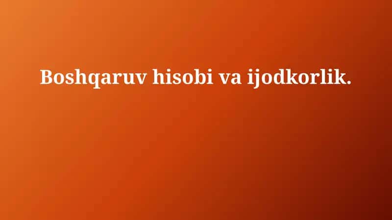 Ijodkorlik va boshqaruv hisobi