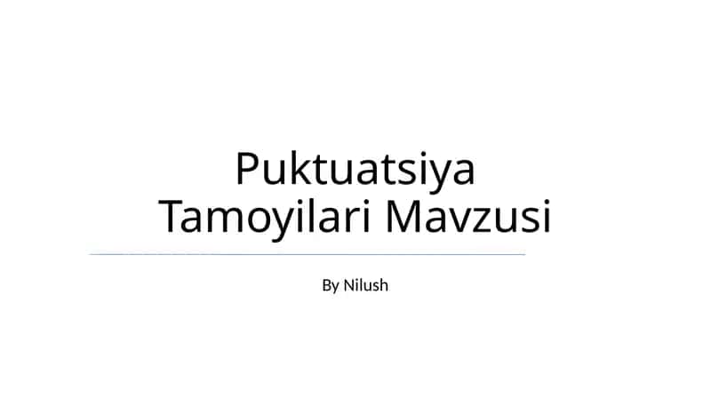 Puktuatsiya Tamoyilari Mavzusi