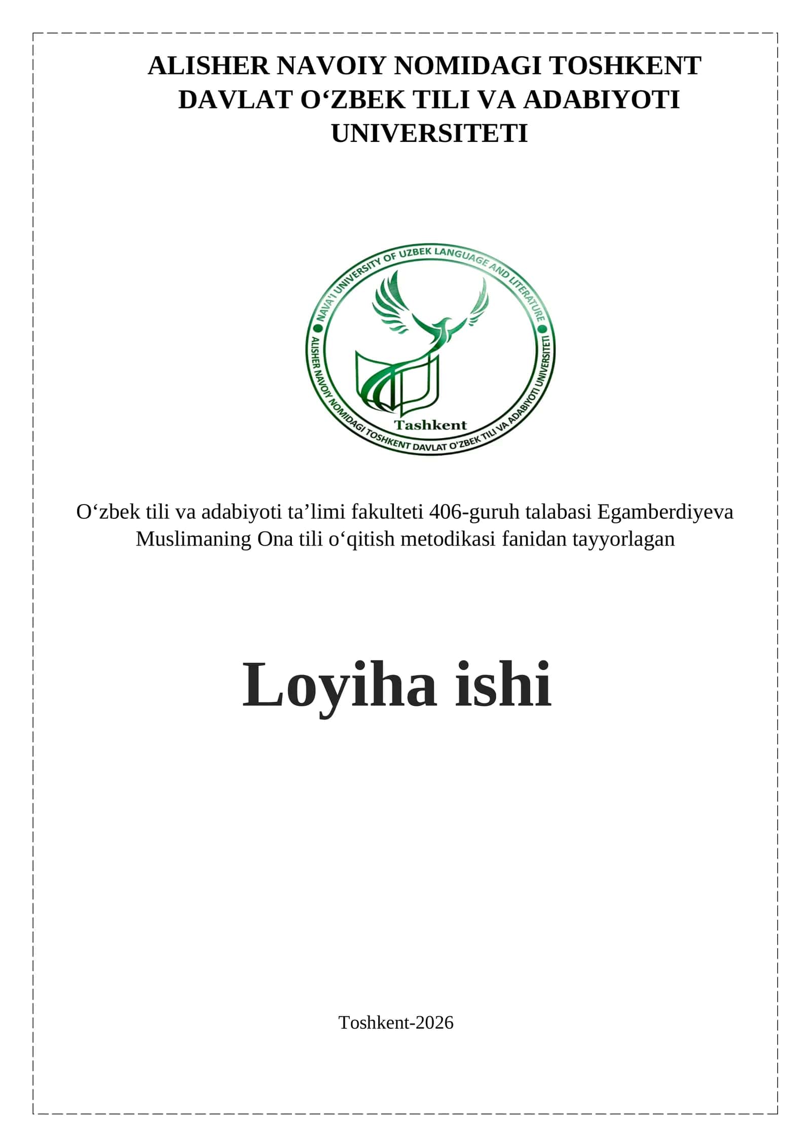 Muslimaning Ona tili o'qitish metodikasi