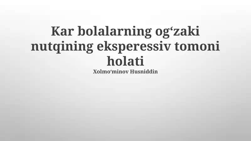 Bolalarining ogʻzaki nutqining eksperessiv tomoni holati