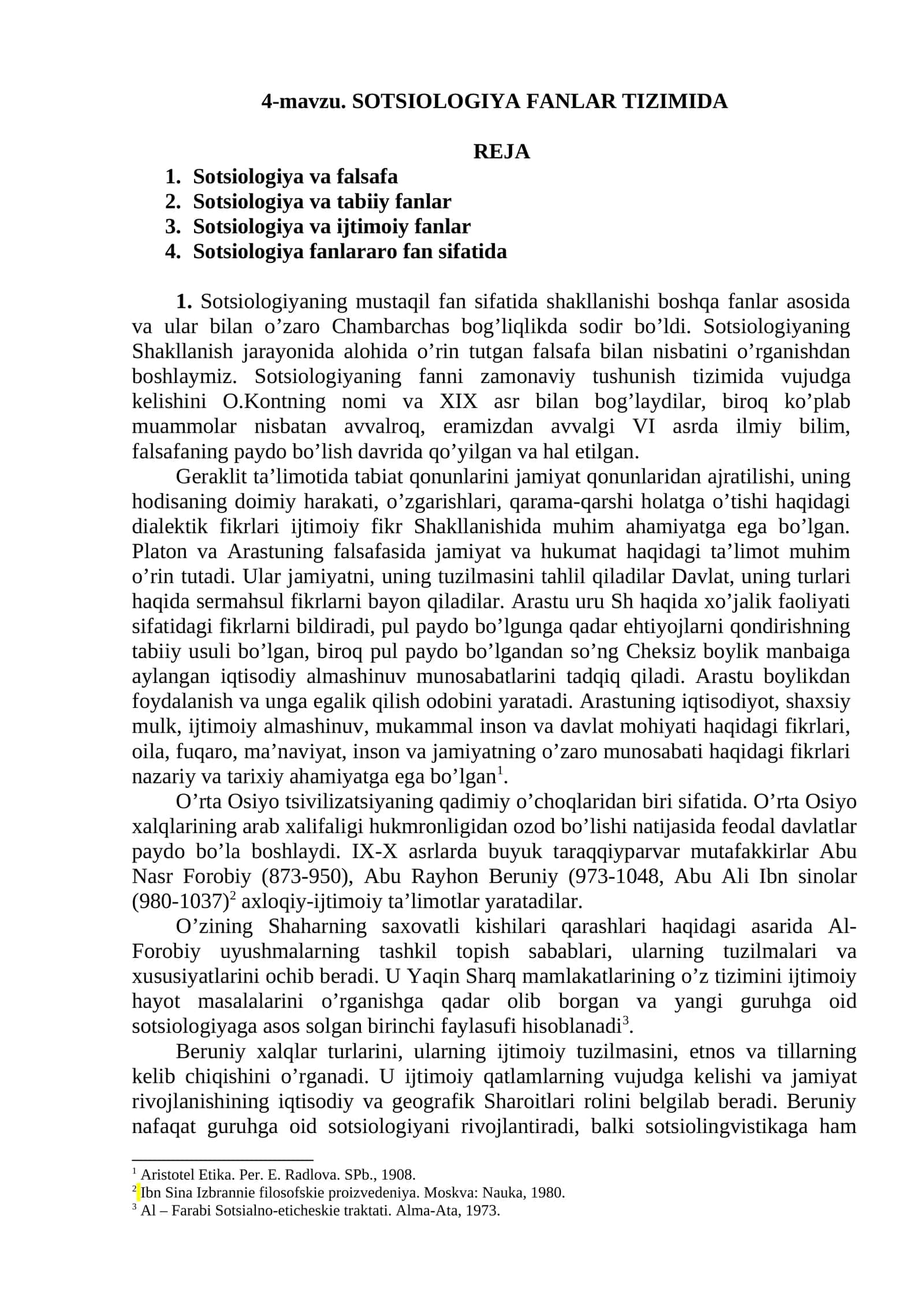 SOTSIOLOGIYA FANLAR TIZIMIDA