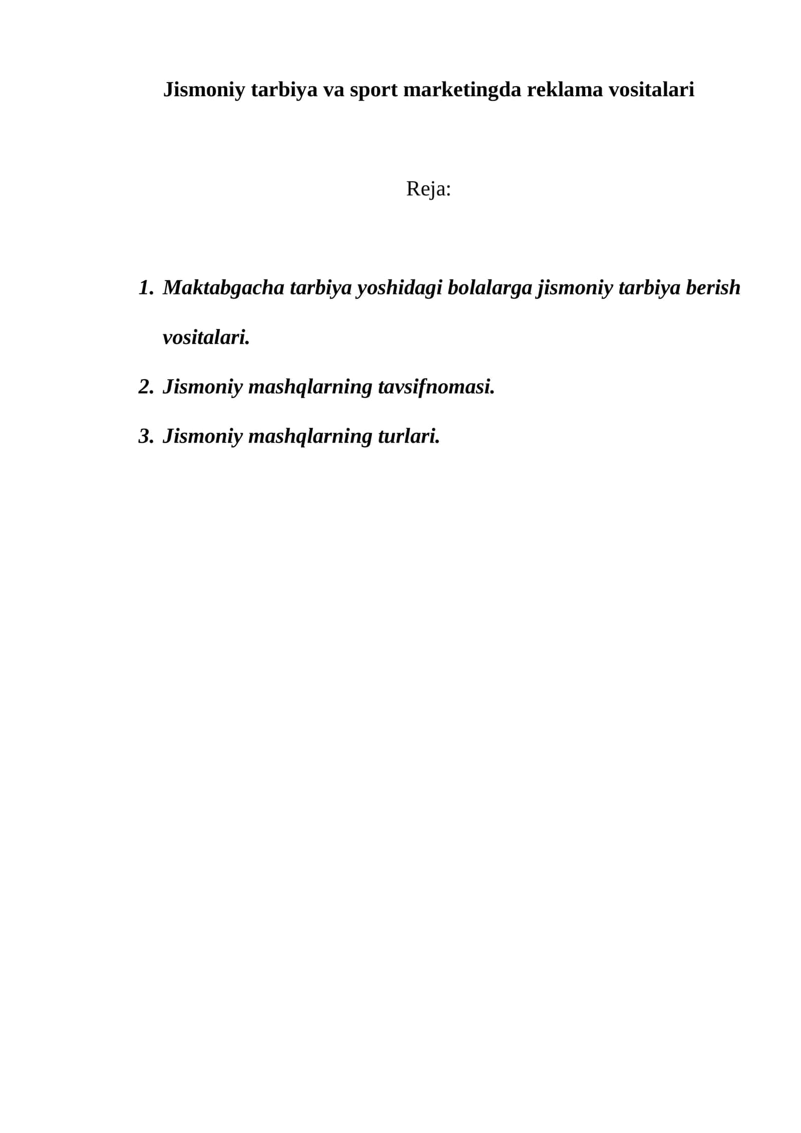 Jismоniy tarbiya va sport marketingda reklama vositalari