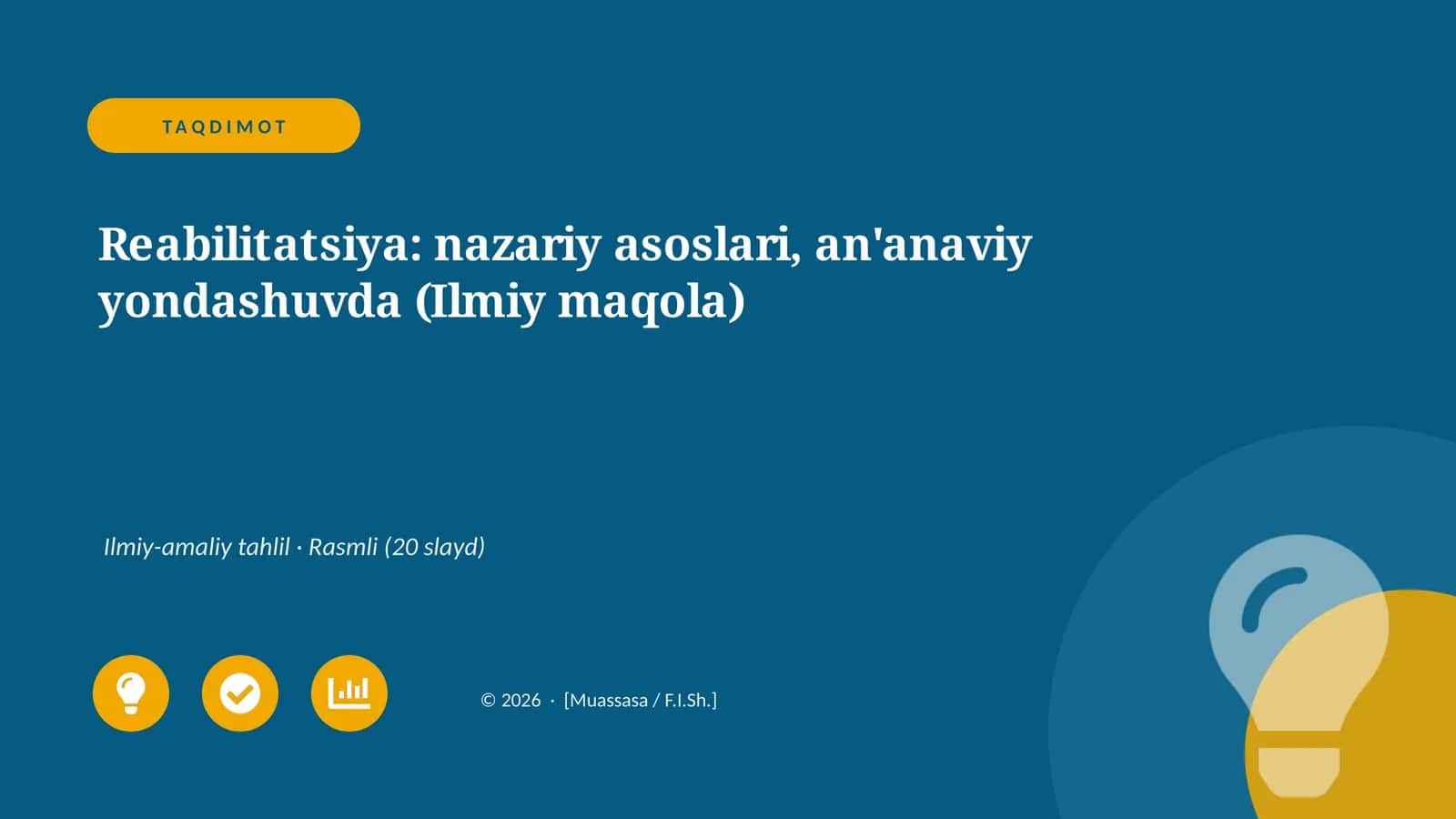 Reabilitatsiya: nazariy asoslari, an'anaviy yondashuvda (Ilmiy maqola)