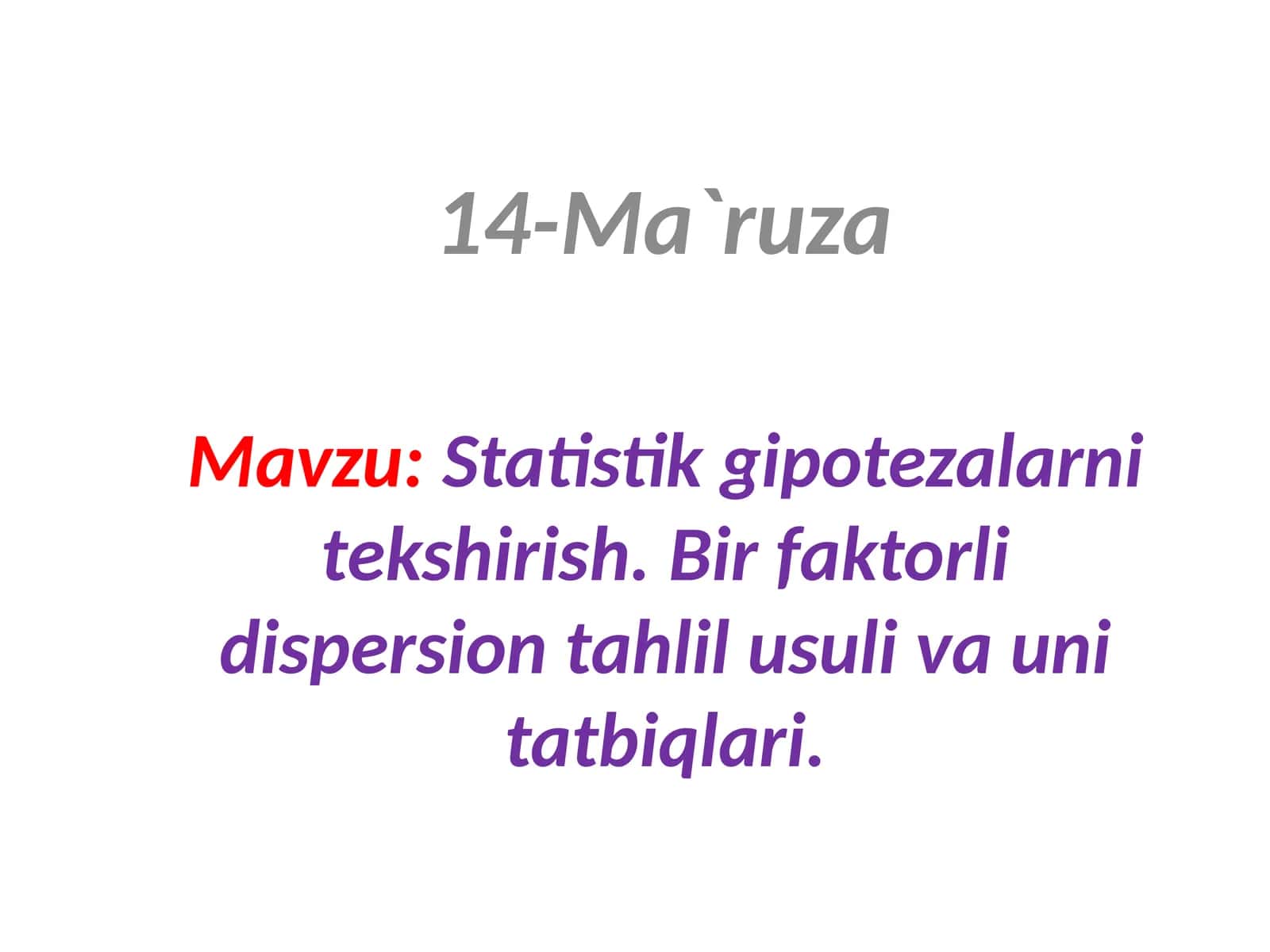 Birfaktorli dispersion tahlilu