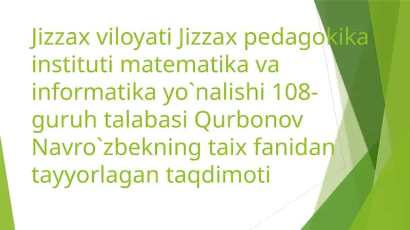 Tarix fanidan tayyorlagan taqdimot