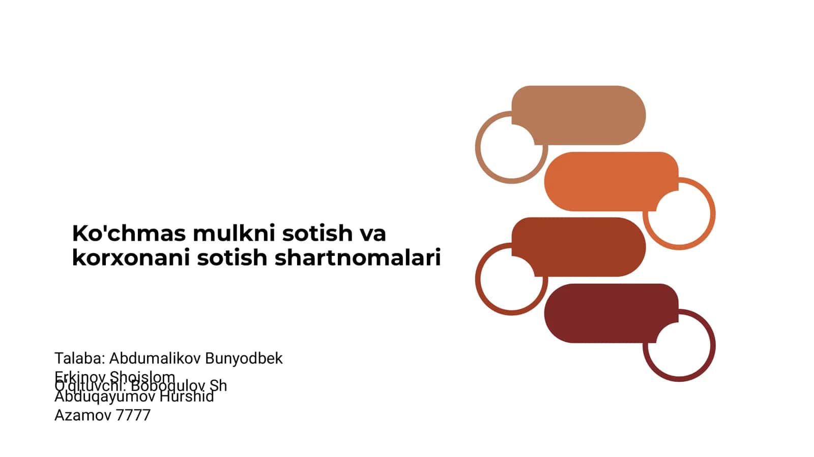 Ko'chmas mulkni sotish va korxonani sotish shartnomalari