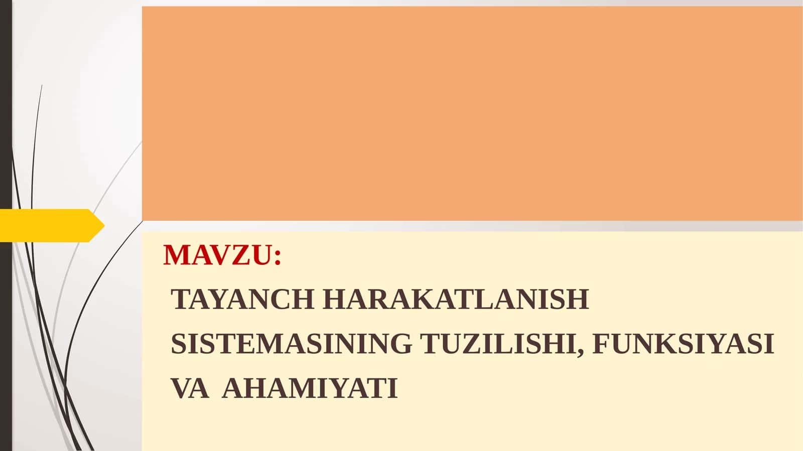 TAYANCH HARAKATLANISH SISTEMASINING TUZILISHI, FUNKSIYASI VA AHAMIYATI
