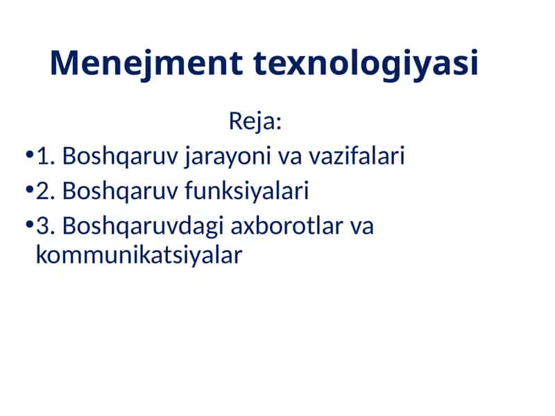 Menejment texnologiyasi