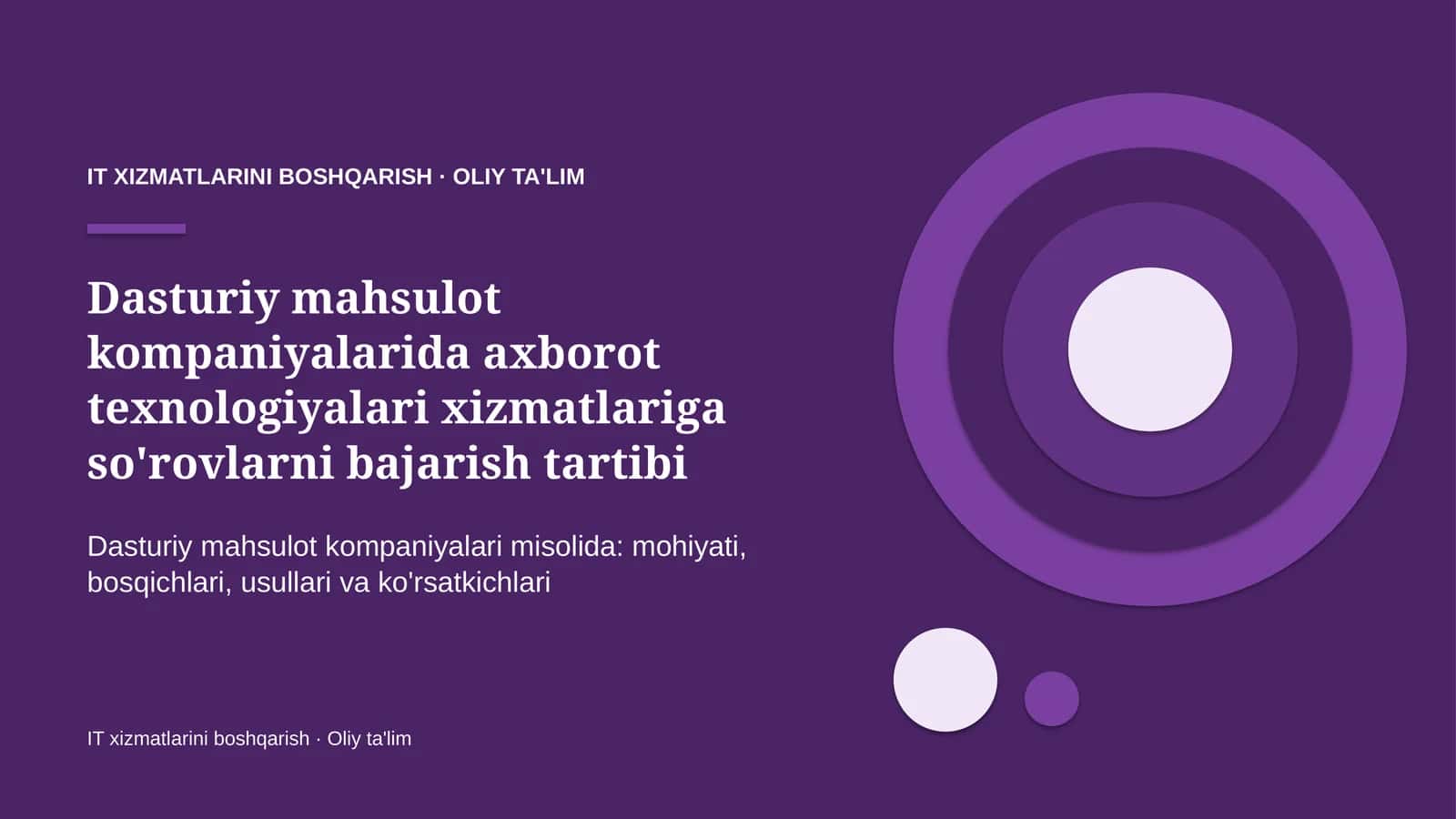 dasturiy mahsulot kompaniyalarida axborot texnologiyalari xizmatlariga so'rovlarni bajarish tartibi 9067