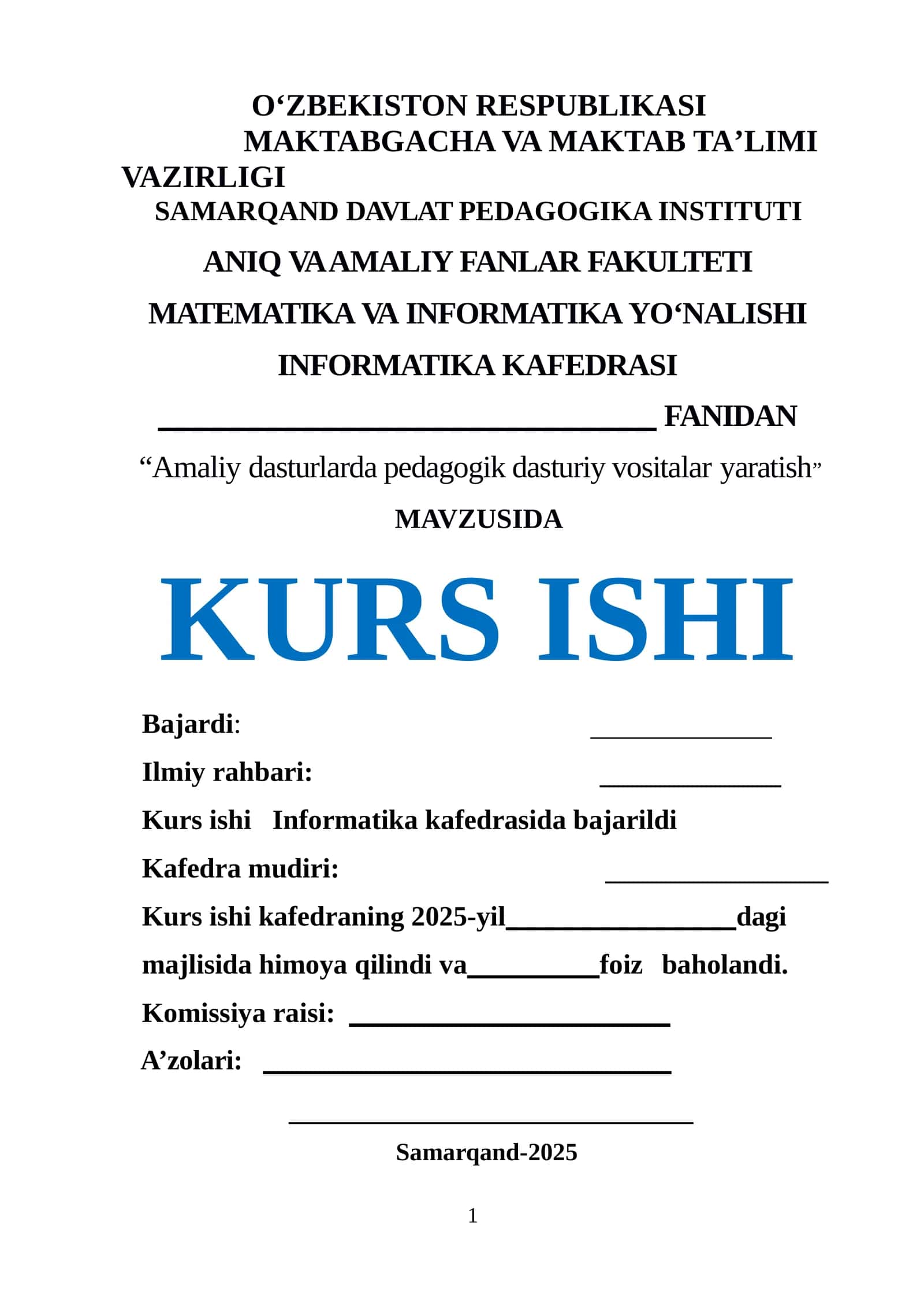 Amaliy dasturlarda pedagogik dasturiy vositalar yaratish