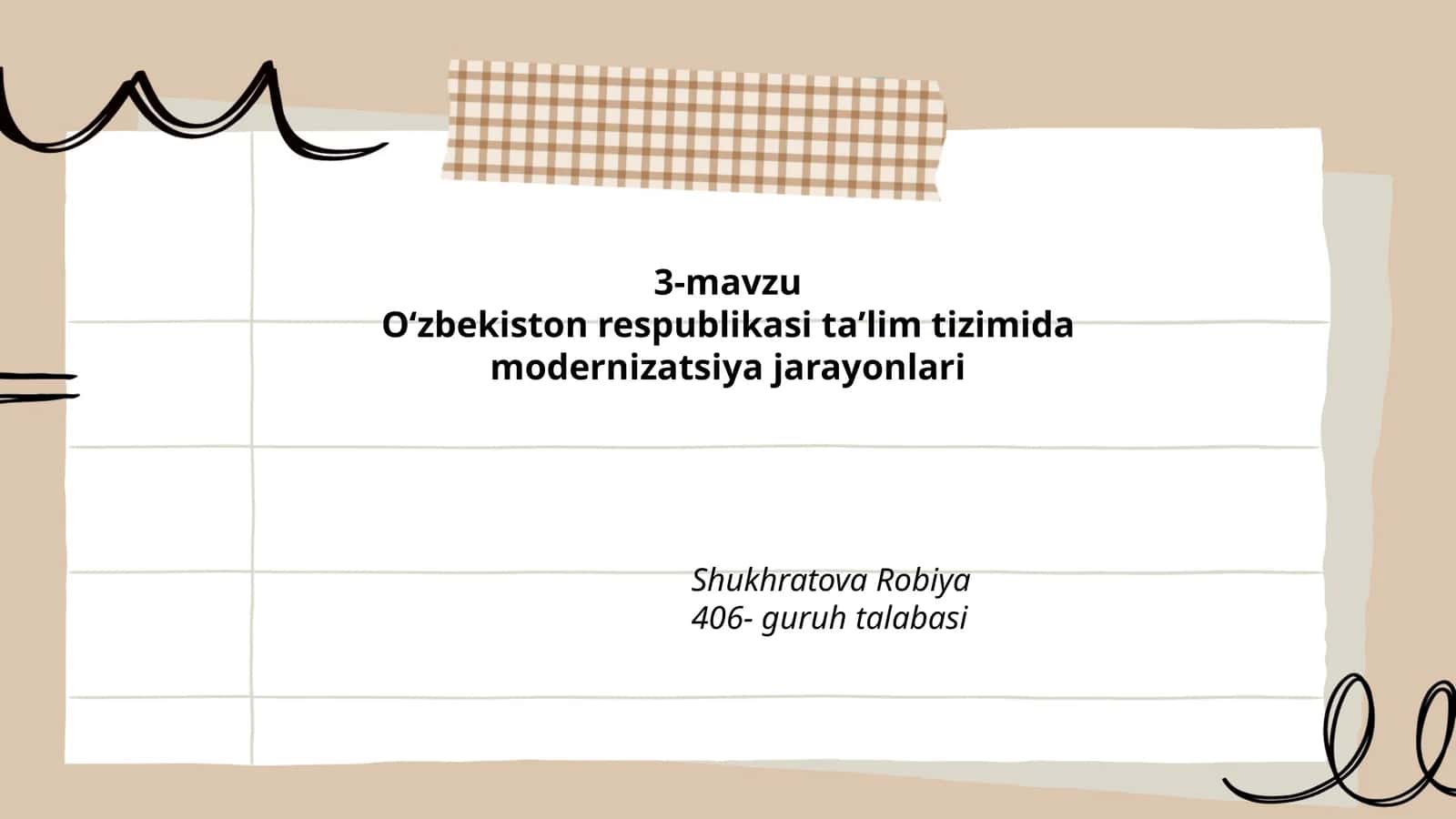 Oʻzbekiston respublikasi taʼlim tizimida modernizatsiya jarayonlari