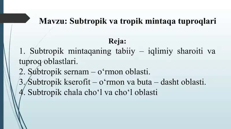 subtropik va tropik mintaqa tuproqlari