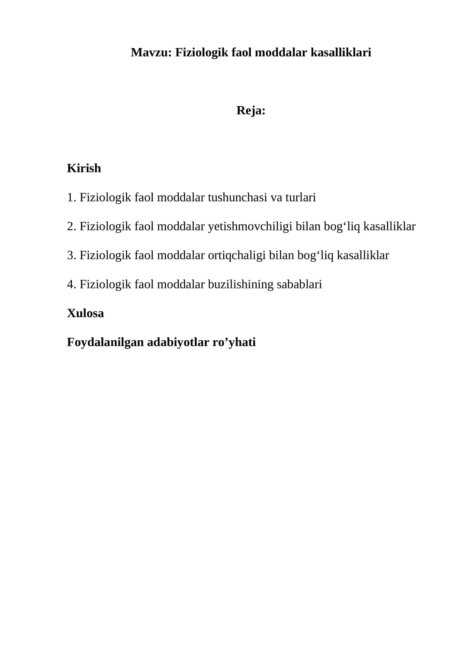 Fiziologik faol moddalar kasalliklari