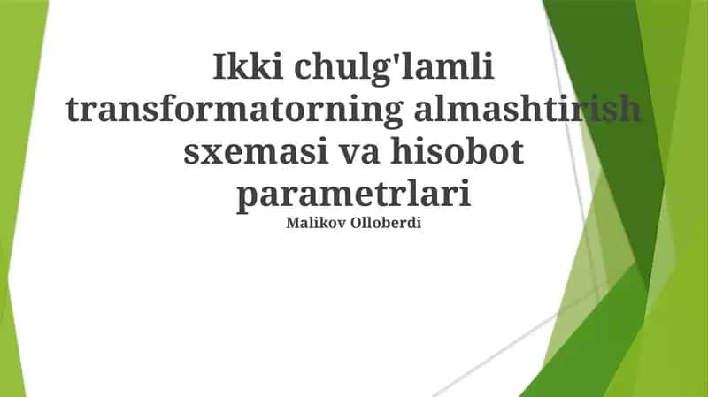 Ikki O'ramli Transformatorning O'zgartirish Sxemalari