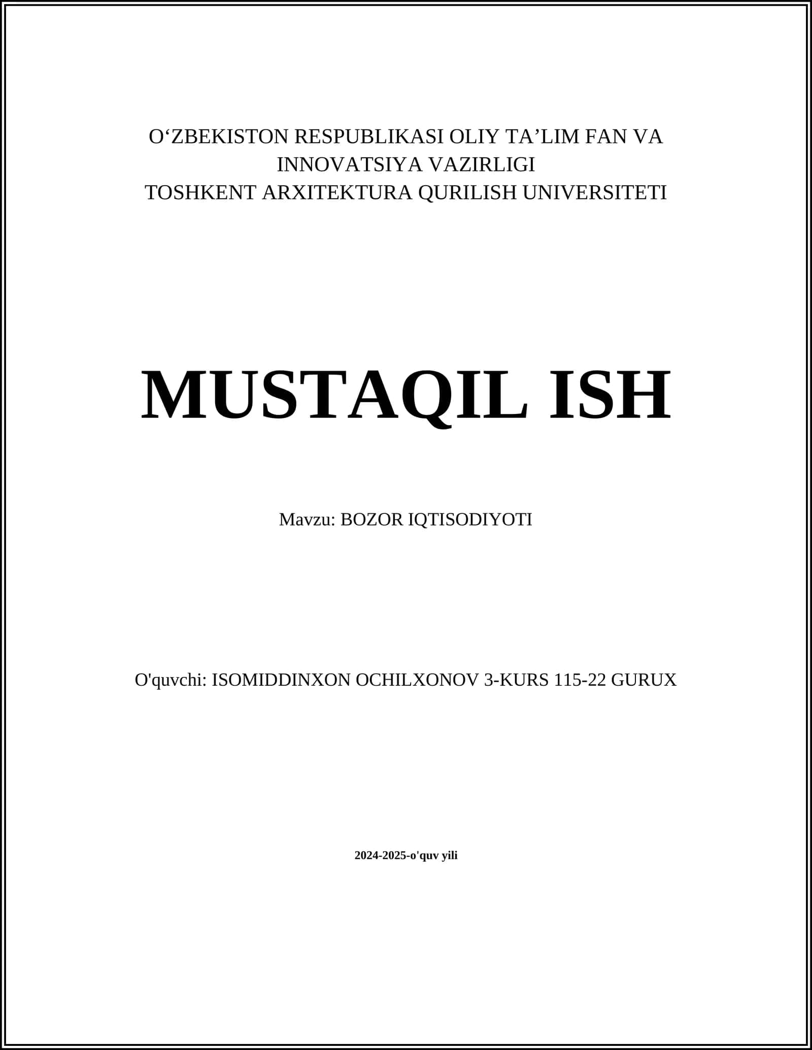 BOZOR IQTISODIYOTI