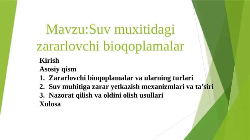 Suvmuhitidagi zararlovchibioqoplamalar