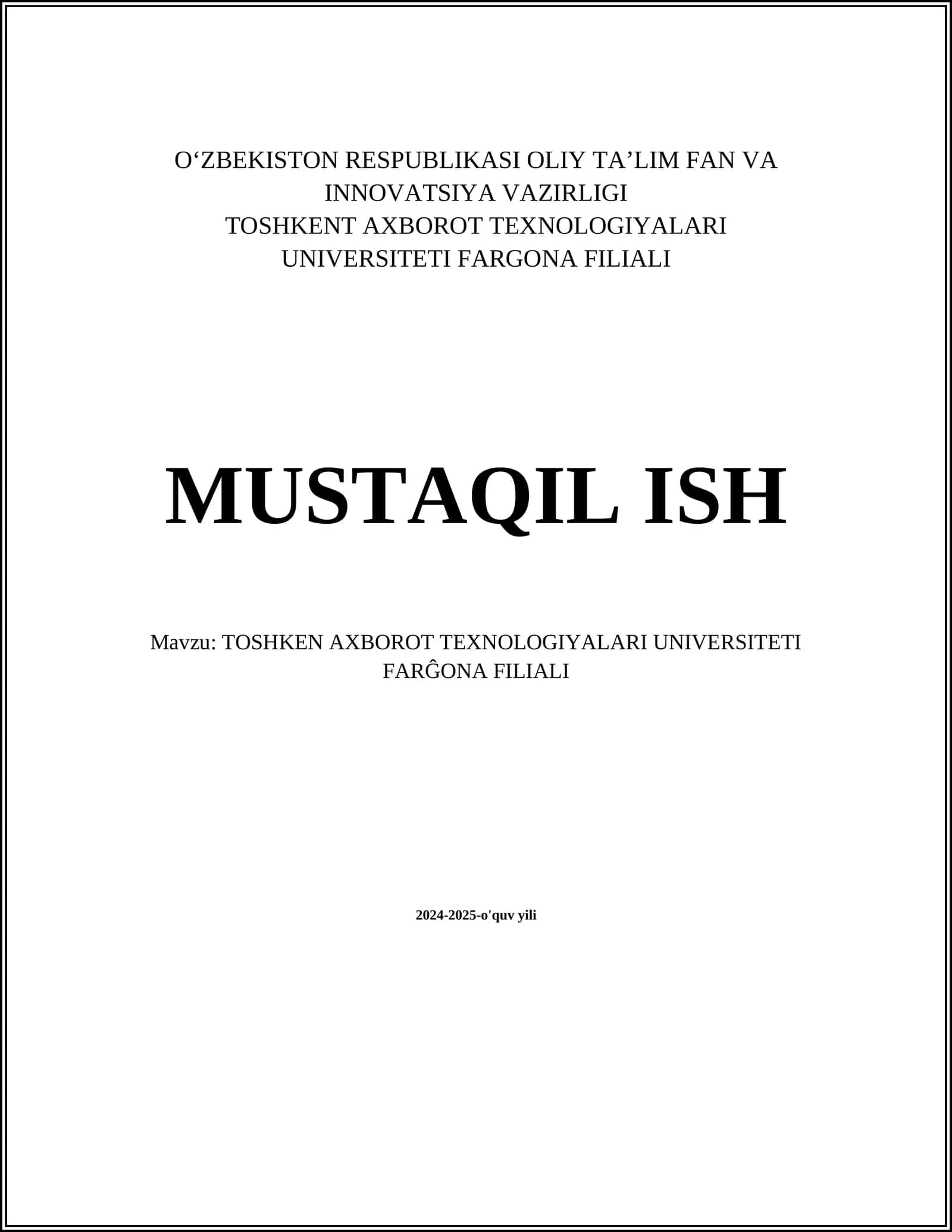 Axborot texnologiyalari va dasturiy injiniring