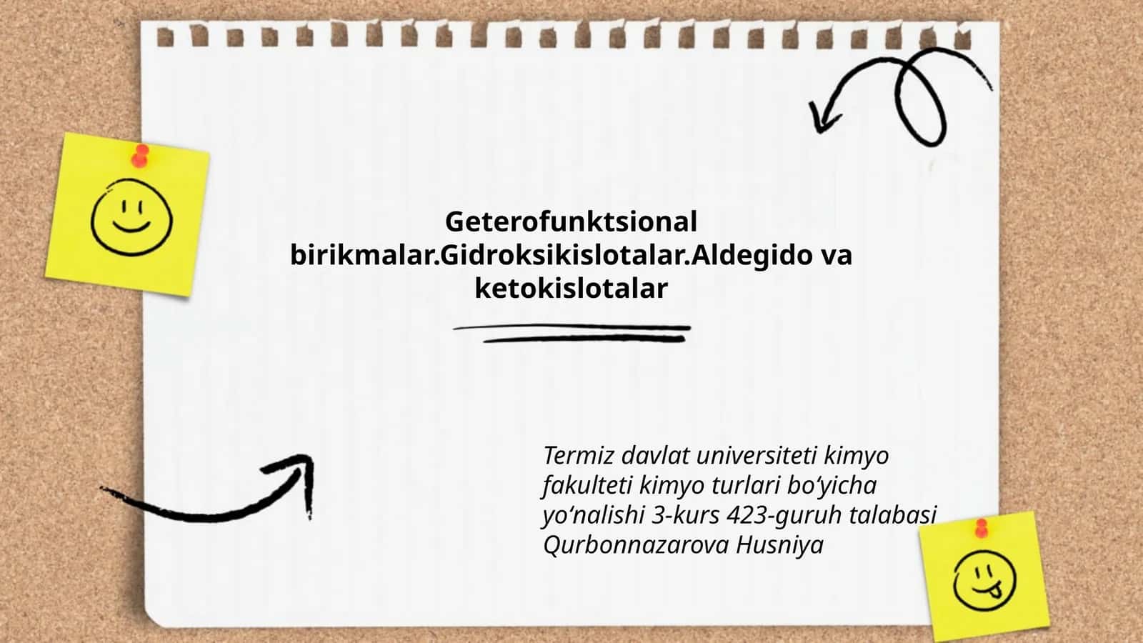 Geterofunktsional birikmalar.Gidroksikislotalar.Aldegido va ketokislotalar