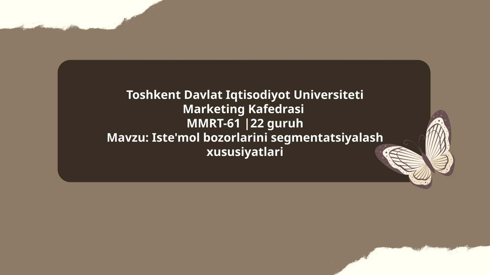 Iste'mol bozorlarini segmentatsiyalash xususiyatlari