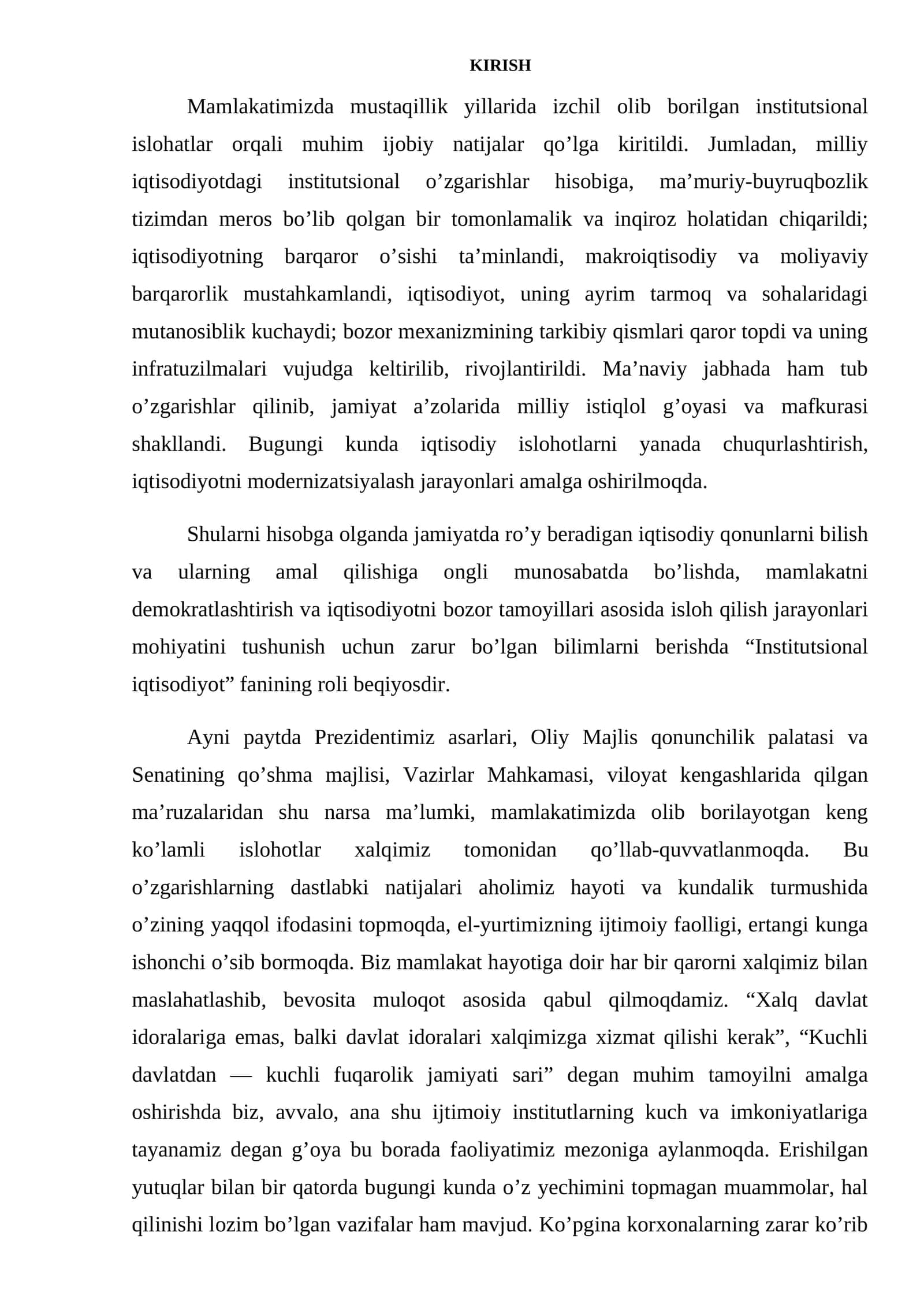 Mamlakatda iqtisodiyot