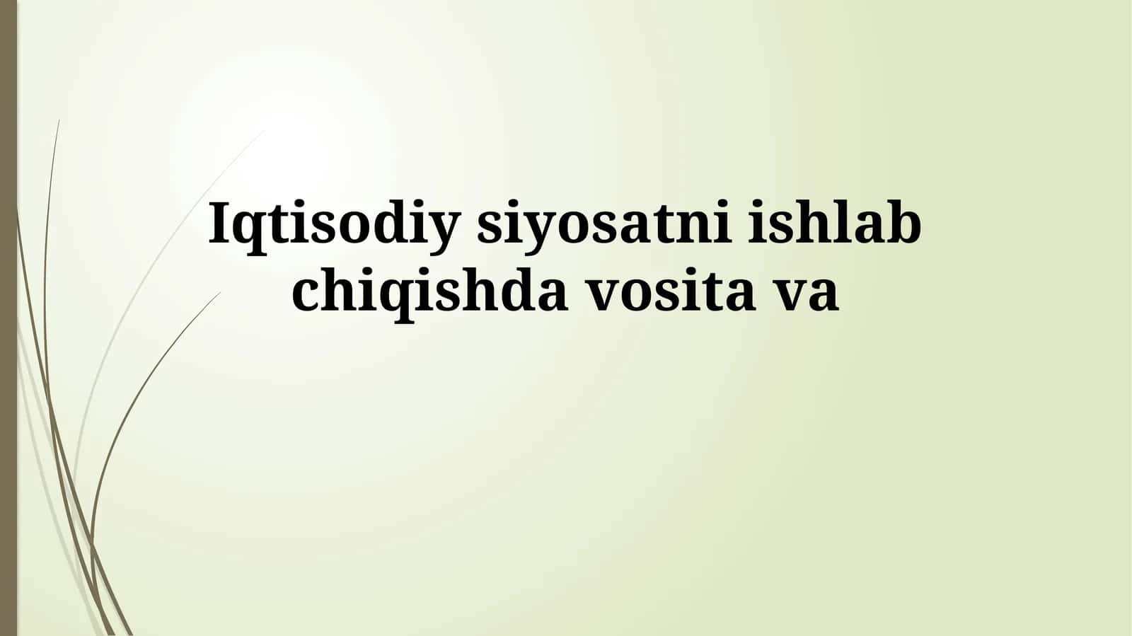 Iqtisodiy siyosatni ishlab chiqishdavositava