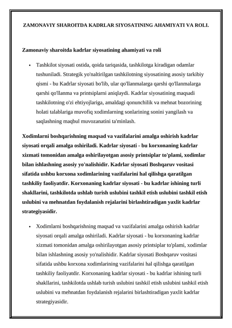 Kadrlar siyosati