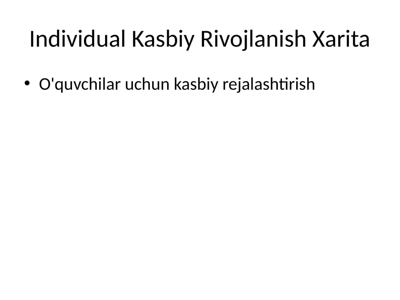 Individual Kasbiy Rivojlanish Xarita
