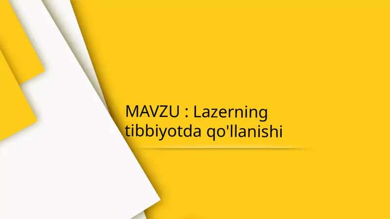 Lazerning tibbiyotda qo'llanishi