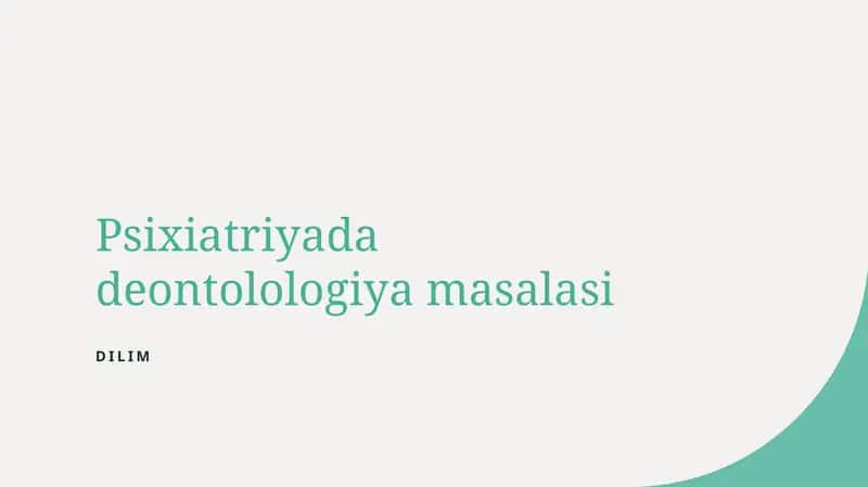 Psixiatriyada deontolologiya masalasi