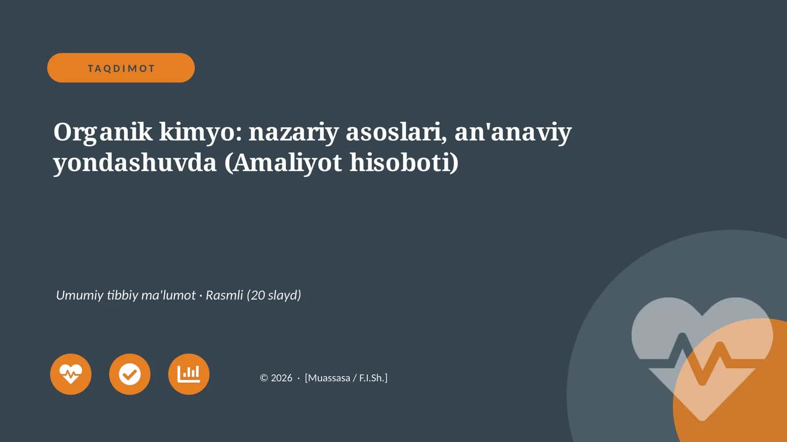 Organik kimyo: nazariy asoslari, an'anaviy yondashuvda (Amaliyot hisoboti)