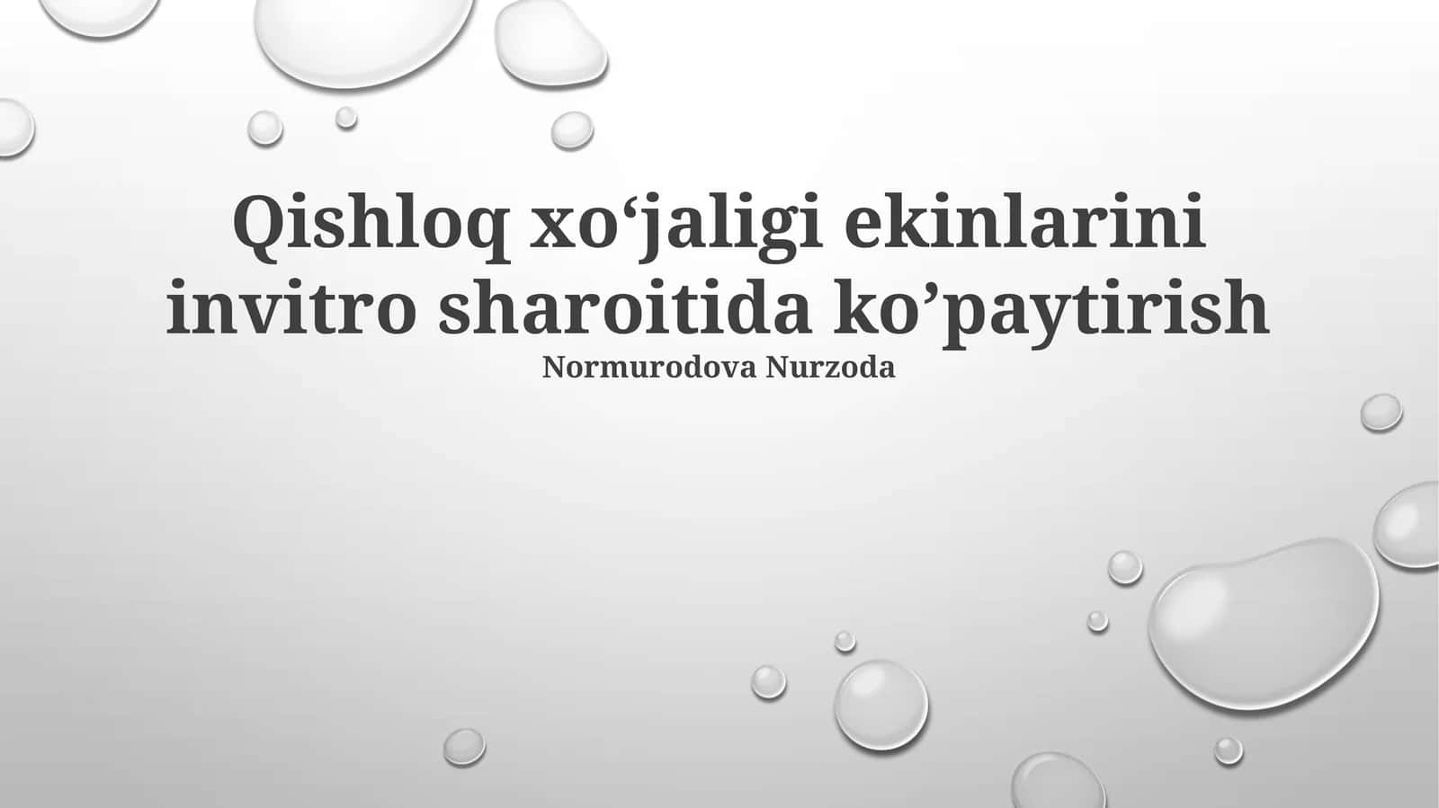 Qishloq xoʻjaligi ekinlarini invitro sharoitida koʼpaytirish