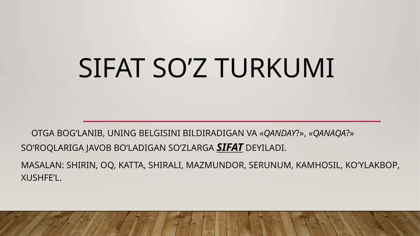 Sifat soʻz turkumi
