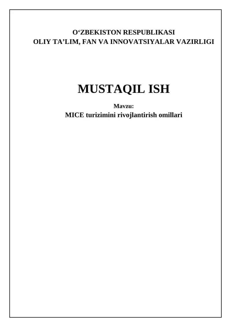 MICE turizmini rivojlantirish omillari
