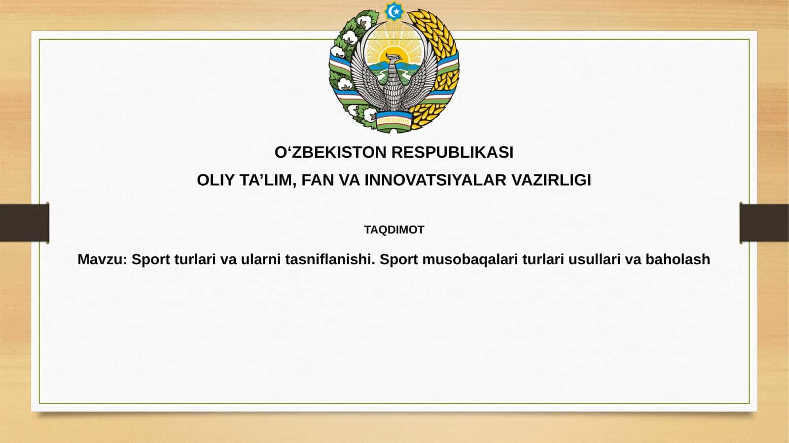 Sportturlari va ularning tasniflanishi