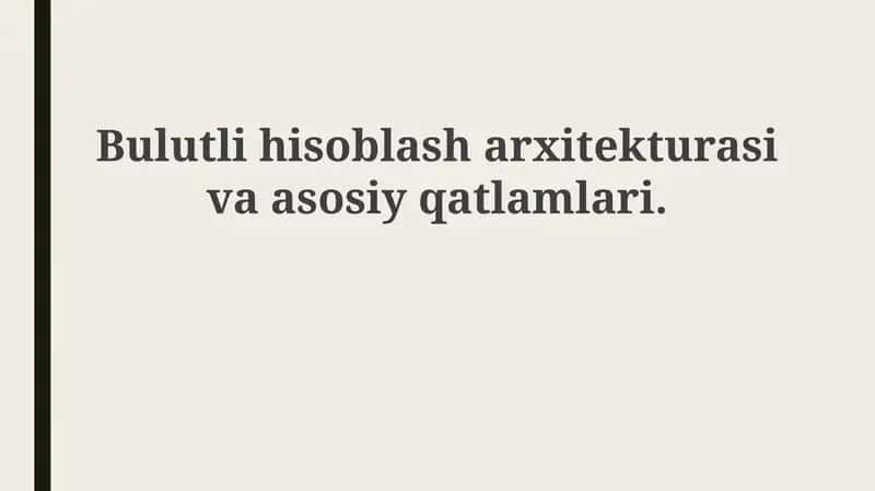 Bulutli hisoblash arxitekturasi