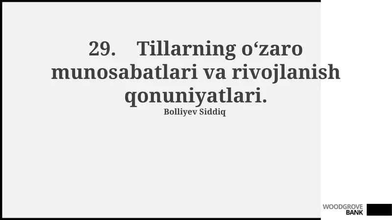 Tillarning o‘zaro munosabatlari va rivojlanish qonuniyatlari