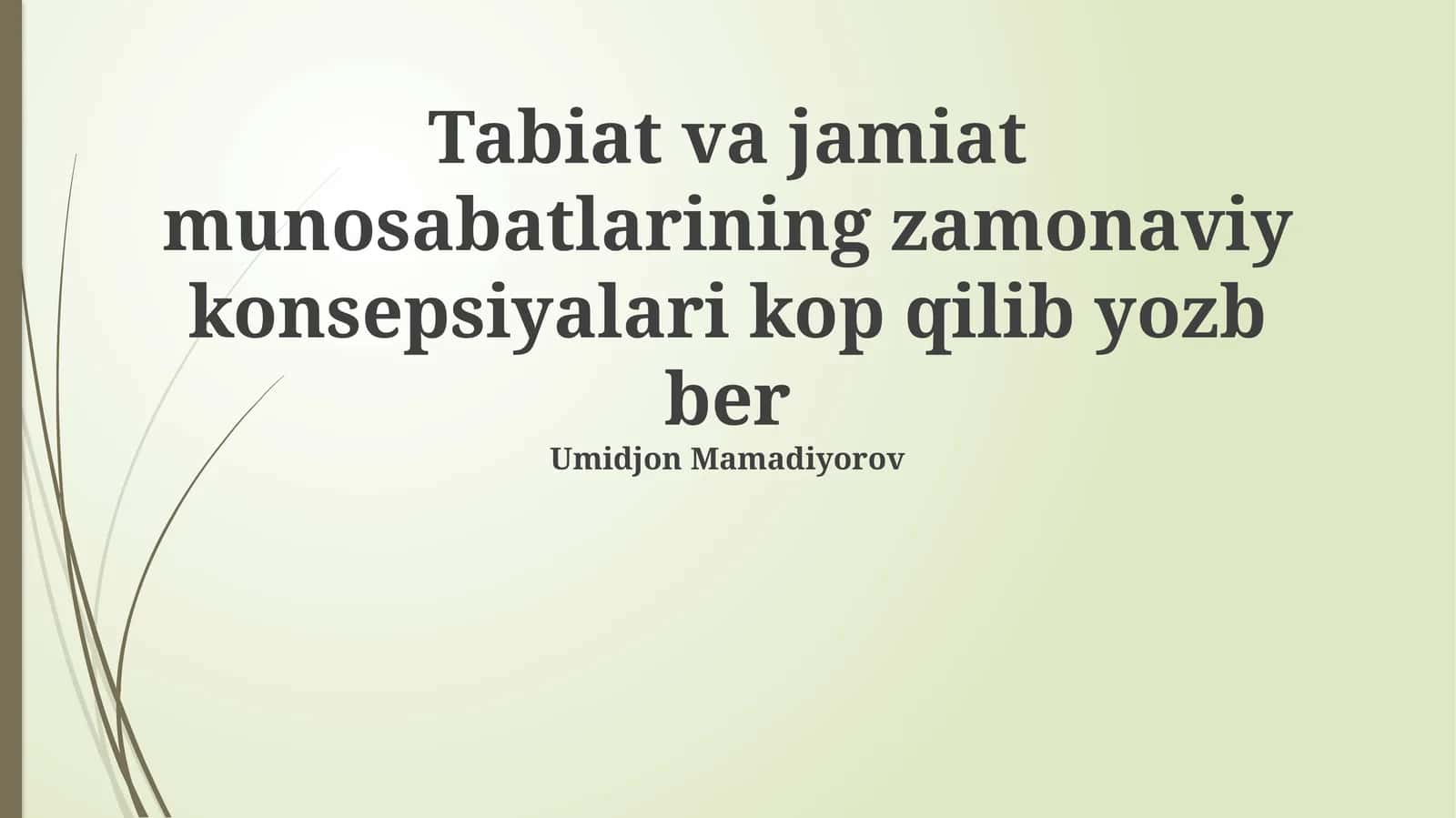 Tabiat va jamiyat tushunchasi