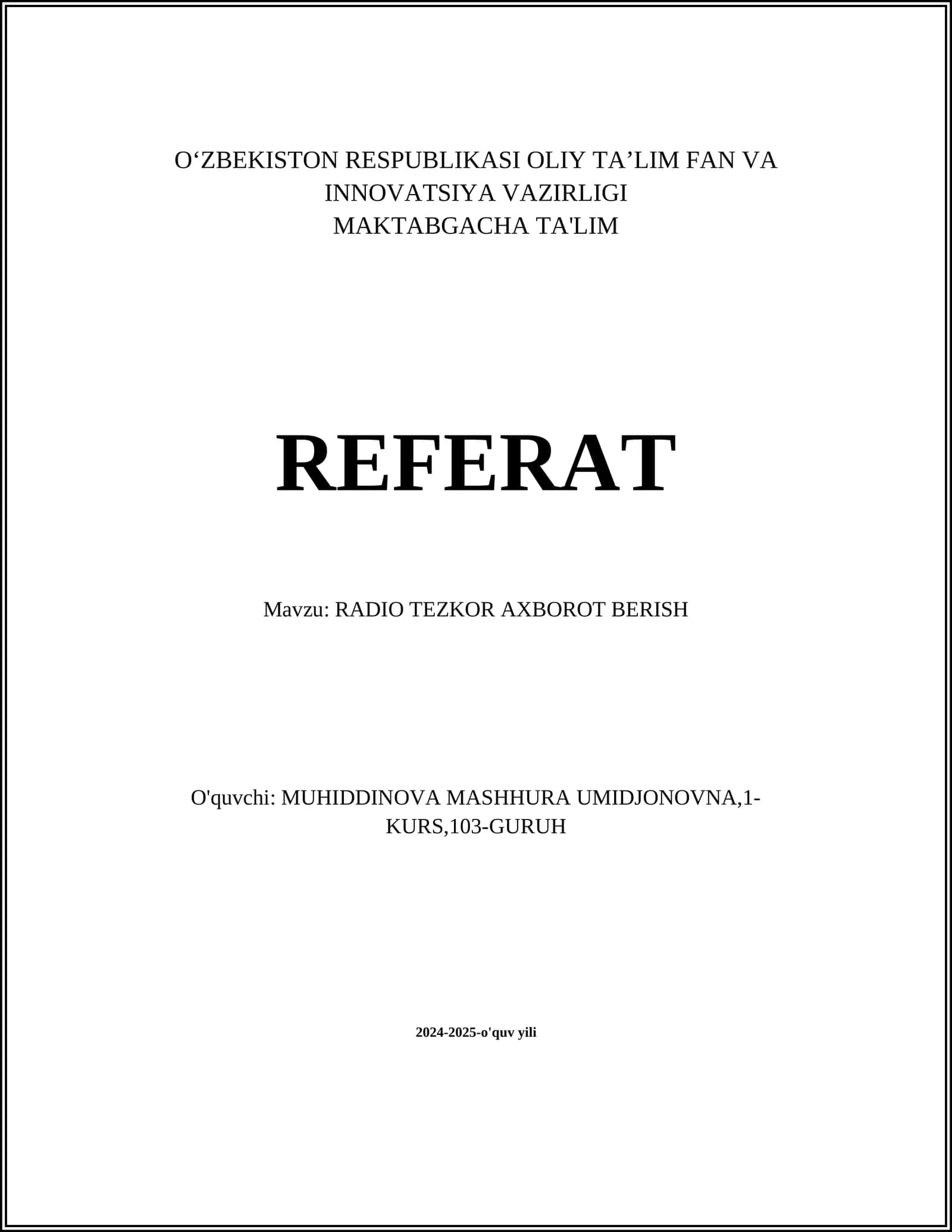 RADIO TEZKOR AXBOROT BERISH