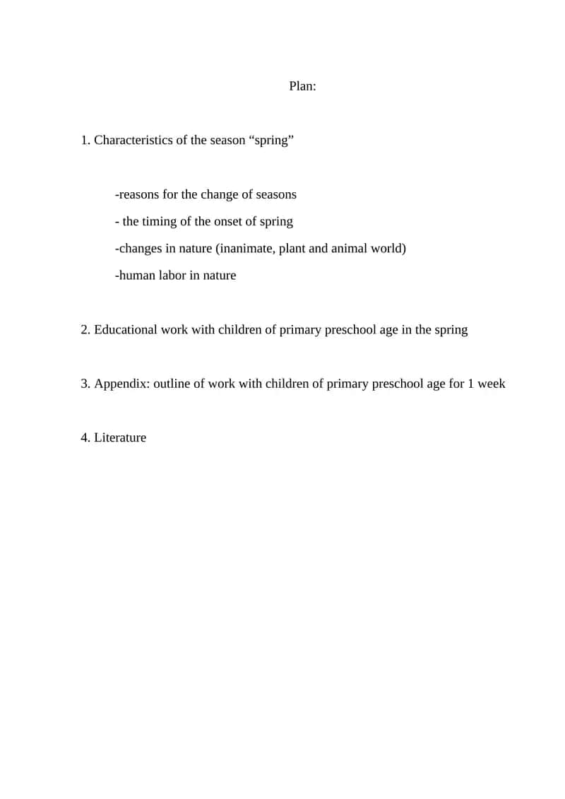 Characteristics of the season "spring"
