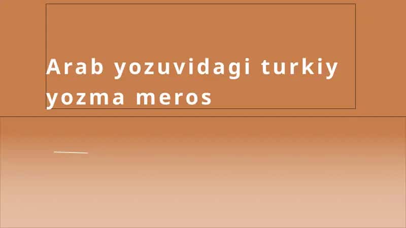 Turkiy yozuv merosi
