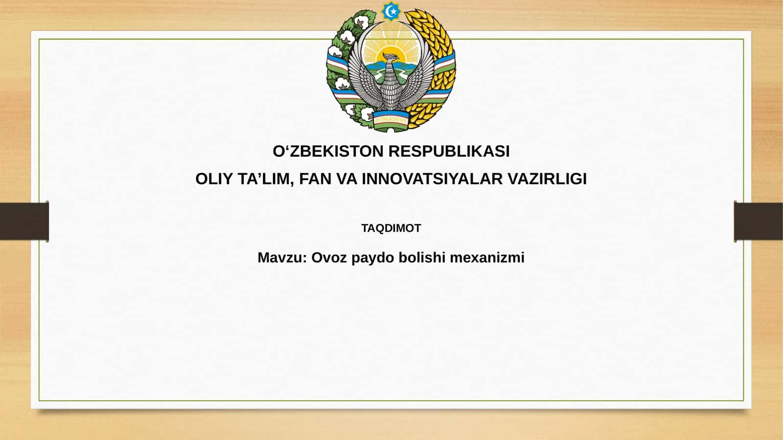 Ovoz paydo bo'lish mexanizmi