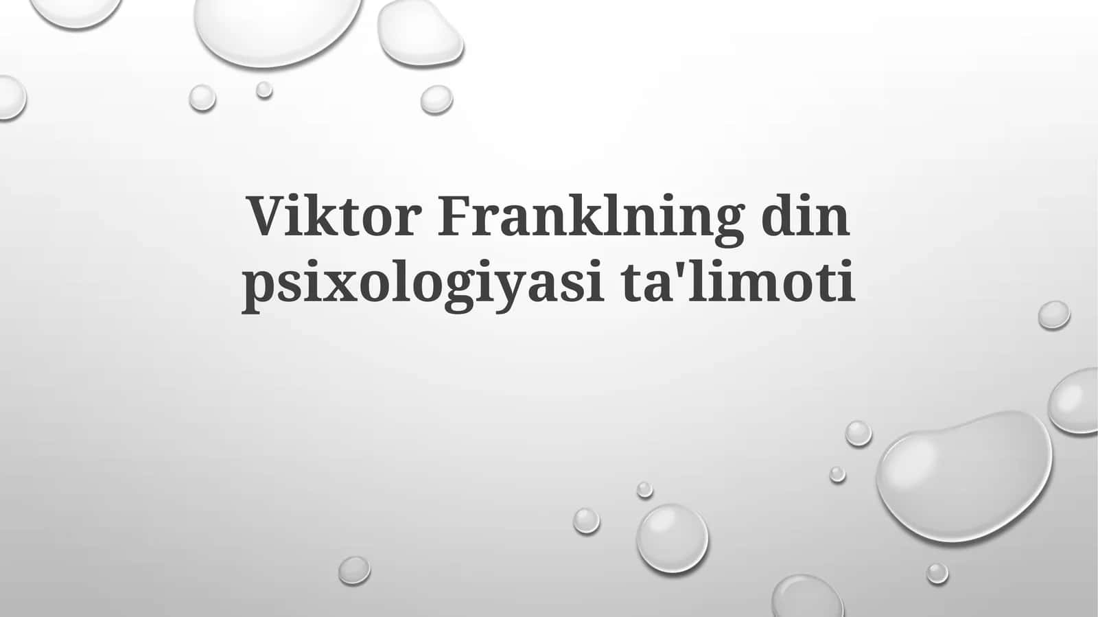 Viktor Franklningdin psixologiyasi ta'limoti