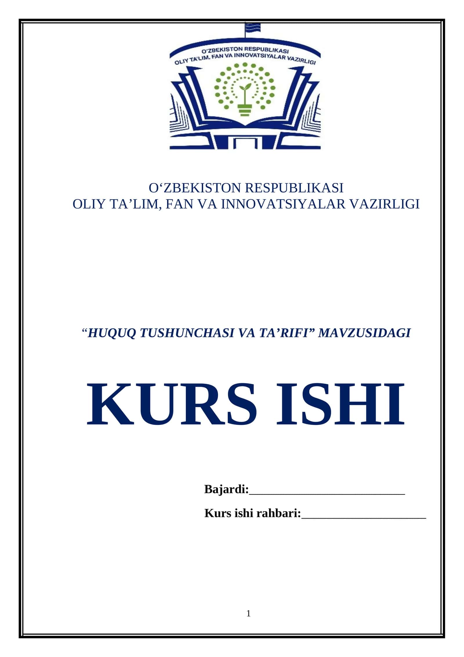 HUQUQ TUSHUNCHASI VA TA’RIFI