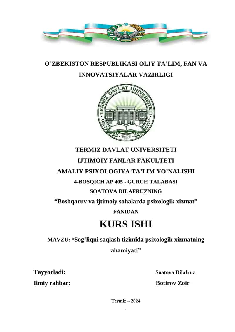 Sog’liqni saqlash tizimida psixologik xizmatning ahamiyati
