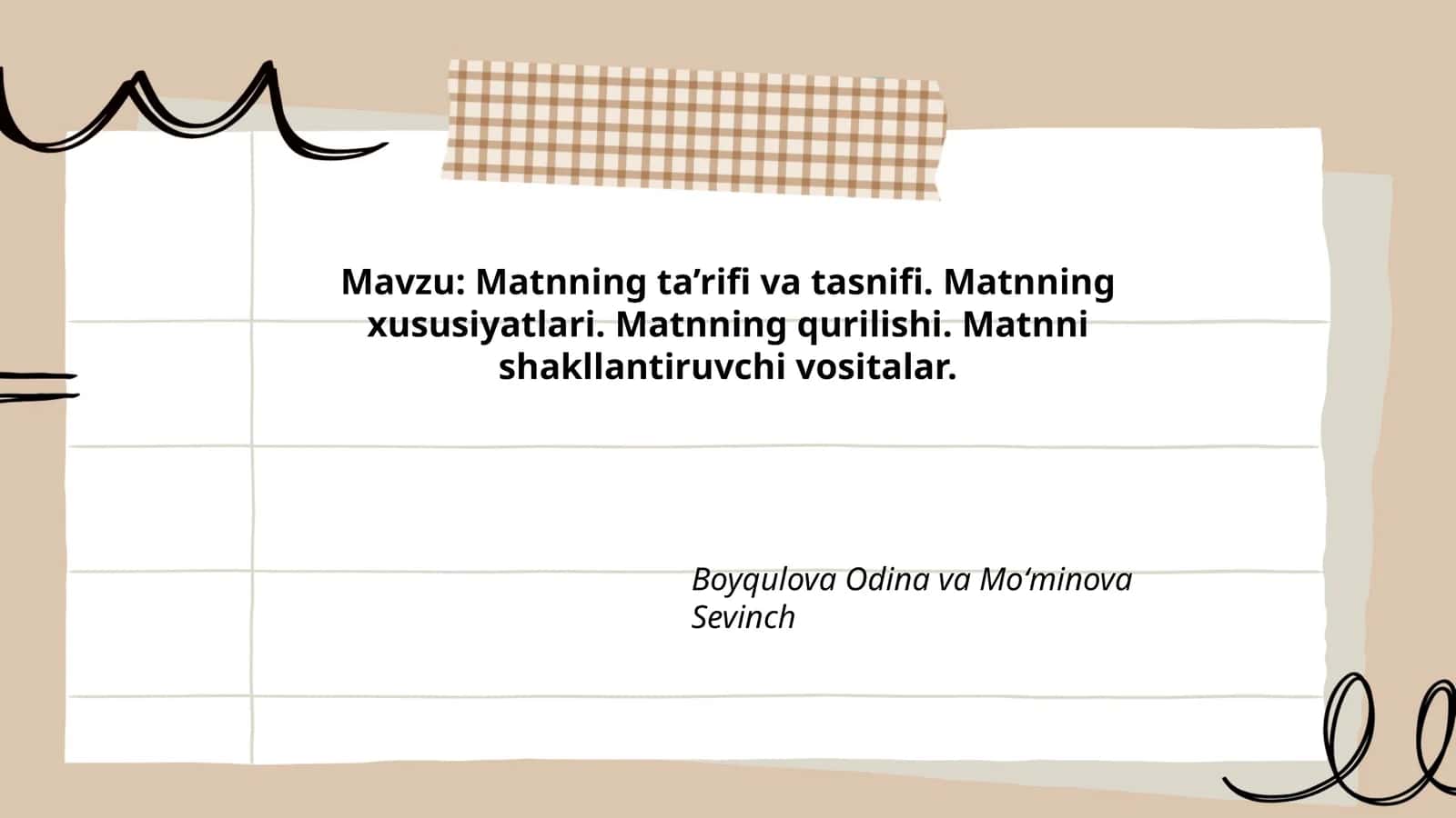 Matnning ta’rifi va tasnifi